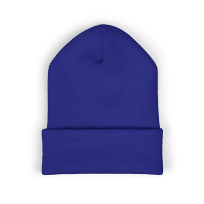 Embroidered Classic Cuffed Beanie — Minimal Leaf Logo Knit Hat