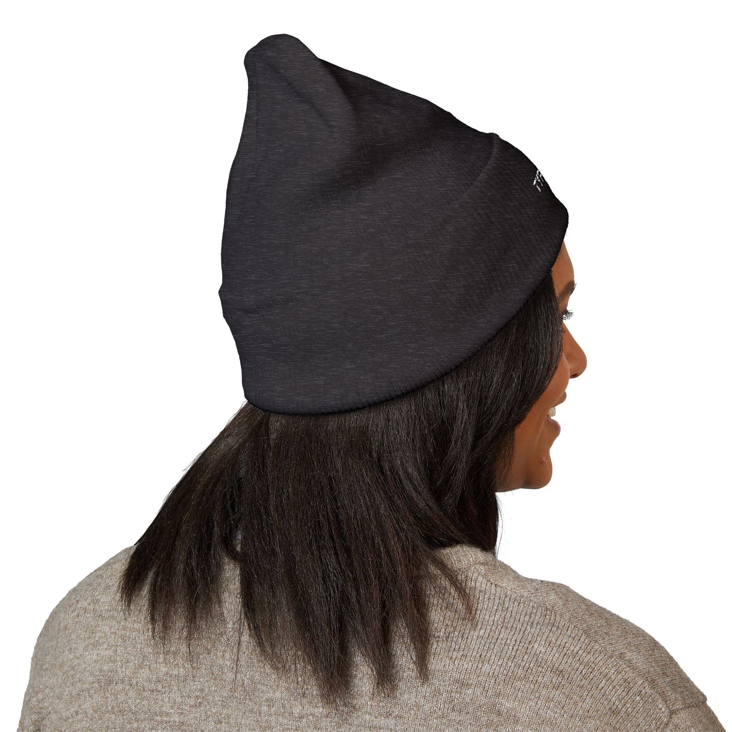 Embroidered Classic Cuffed Beanie — Minimal Leaf Logo Knit Hat
