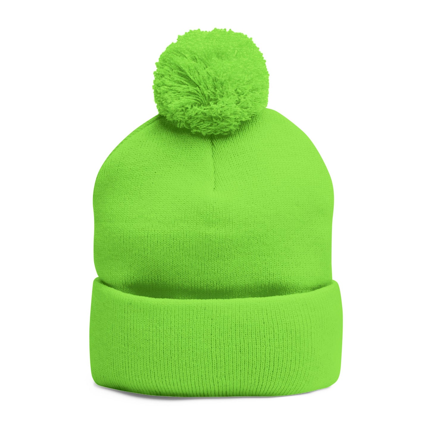 Embroidered Pom-Pom Knit Cap — Cozy Winter Beanie with Subtle Leaf Logo