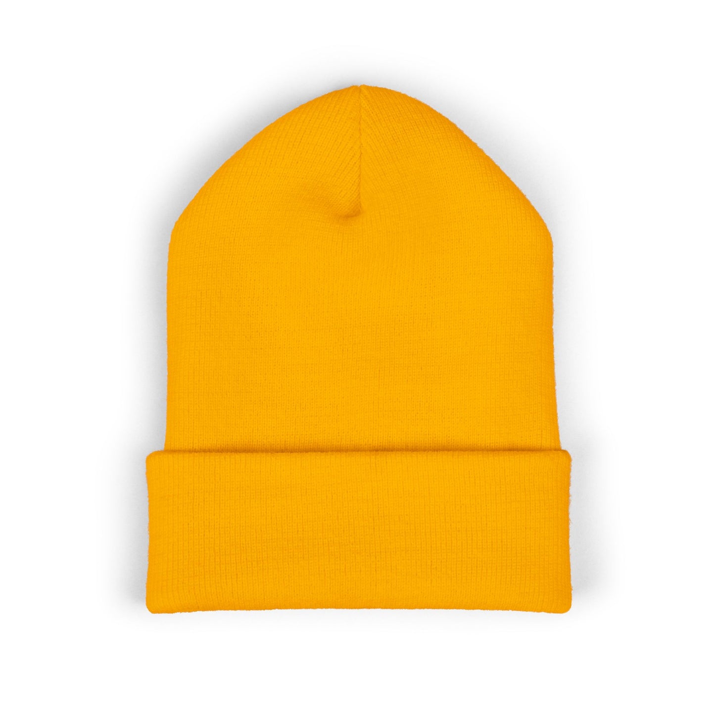 Embroidered Classic Cuffed Beanie — Minimal Leaf Logo Knit Hat