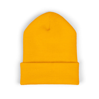 Embroidered Classic Cuffed Beanie — Minimal Leaf Logo Knit Hat