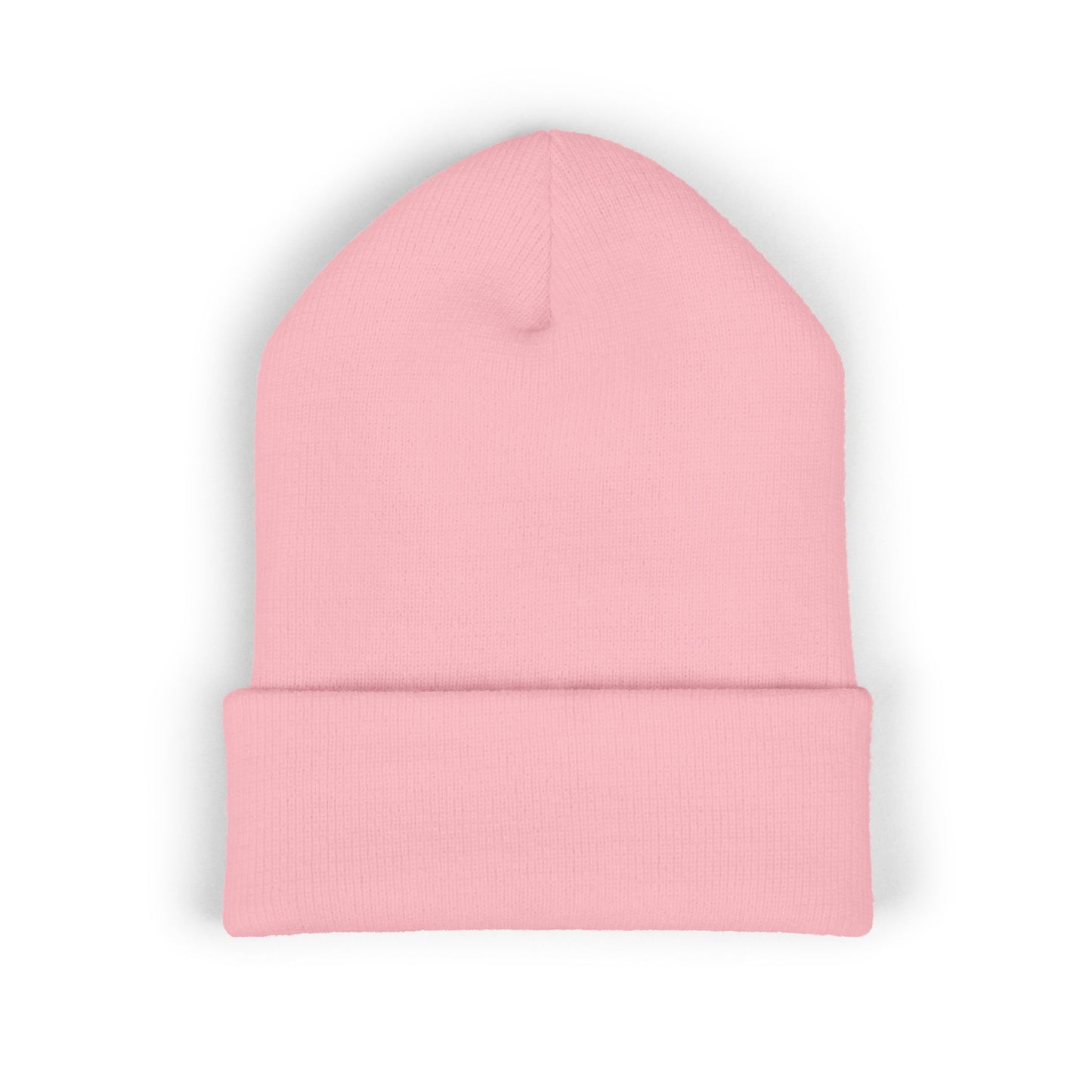 Embroidered Classic Cuffed Beanie — Minimal Leaf Logo Knit Hat
