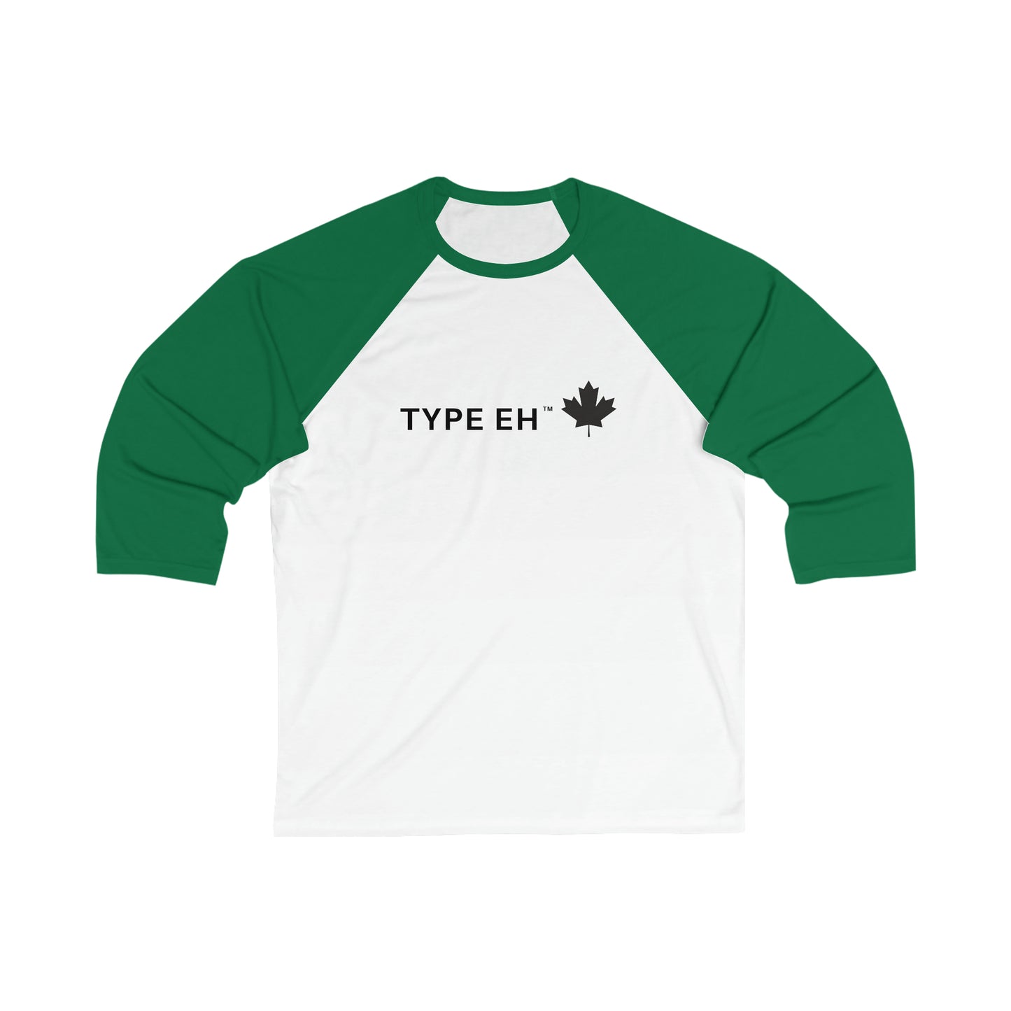 Green White Eh 3\4 Sleeve Baseball Tee Type Eh Shop
