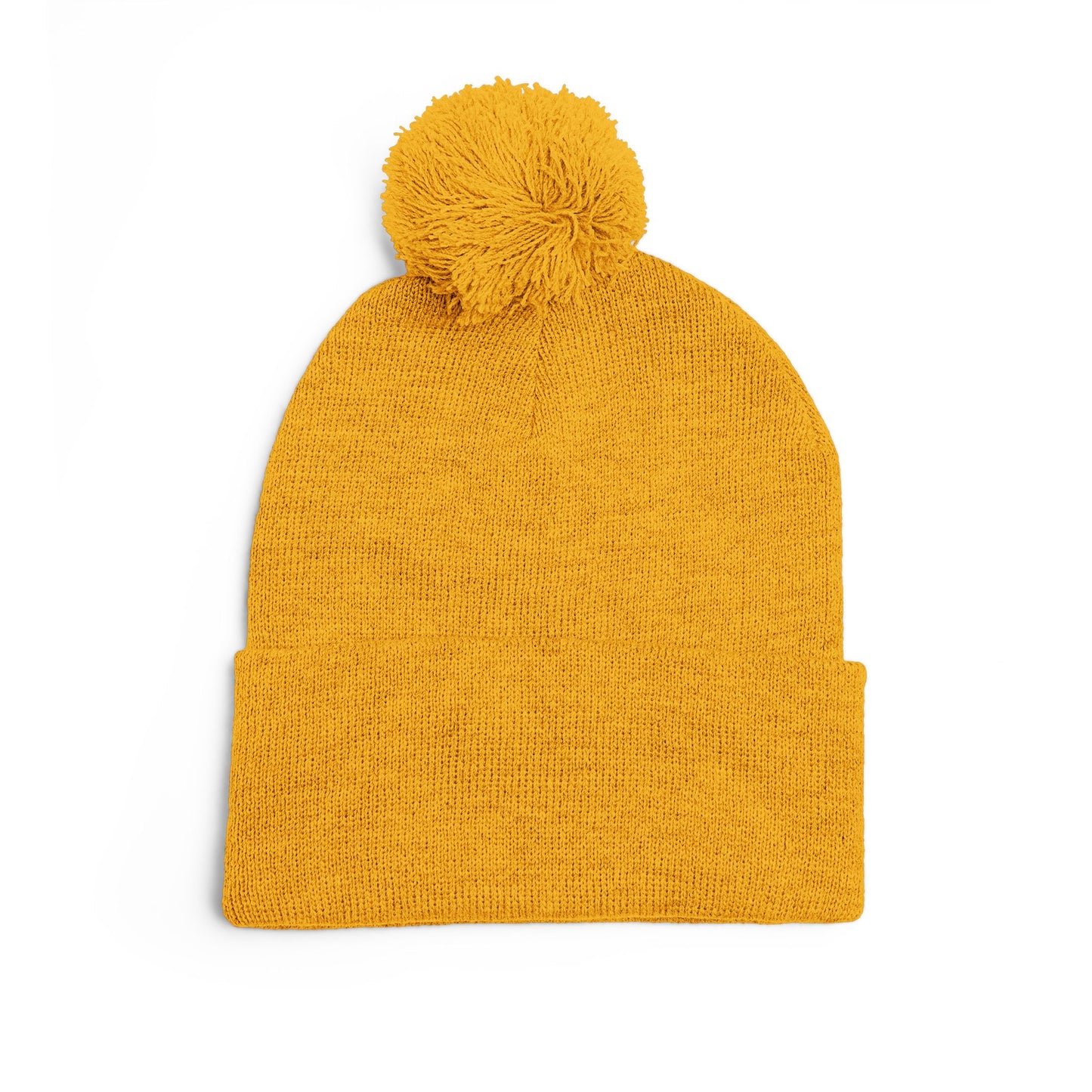Embroidered Pom-Pom Knit Cap — Cozy Winter Beanie with Subtle Leaf Logo