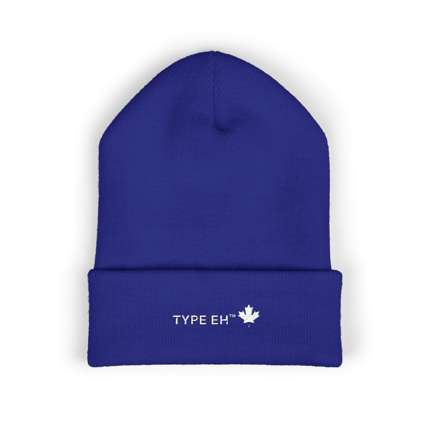 Embroidered Classic Cuffed Beanie — Minimal Leaf Logo Knit Hat