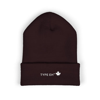 Embroidered Classic Cuffed Beanie — Minimal Leaf Logo Knit Hat