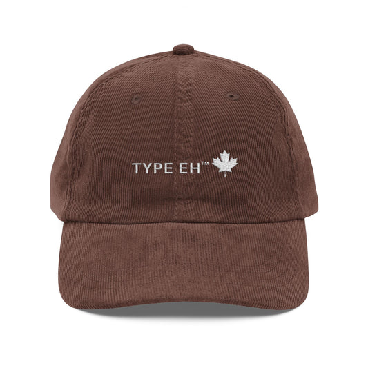 Vintage Corduroy Cap — "Type Eh" Embroidered Maple Leaf Dad Hat