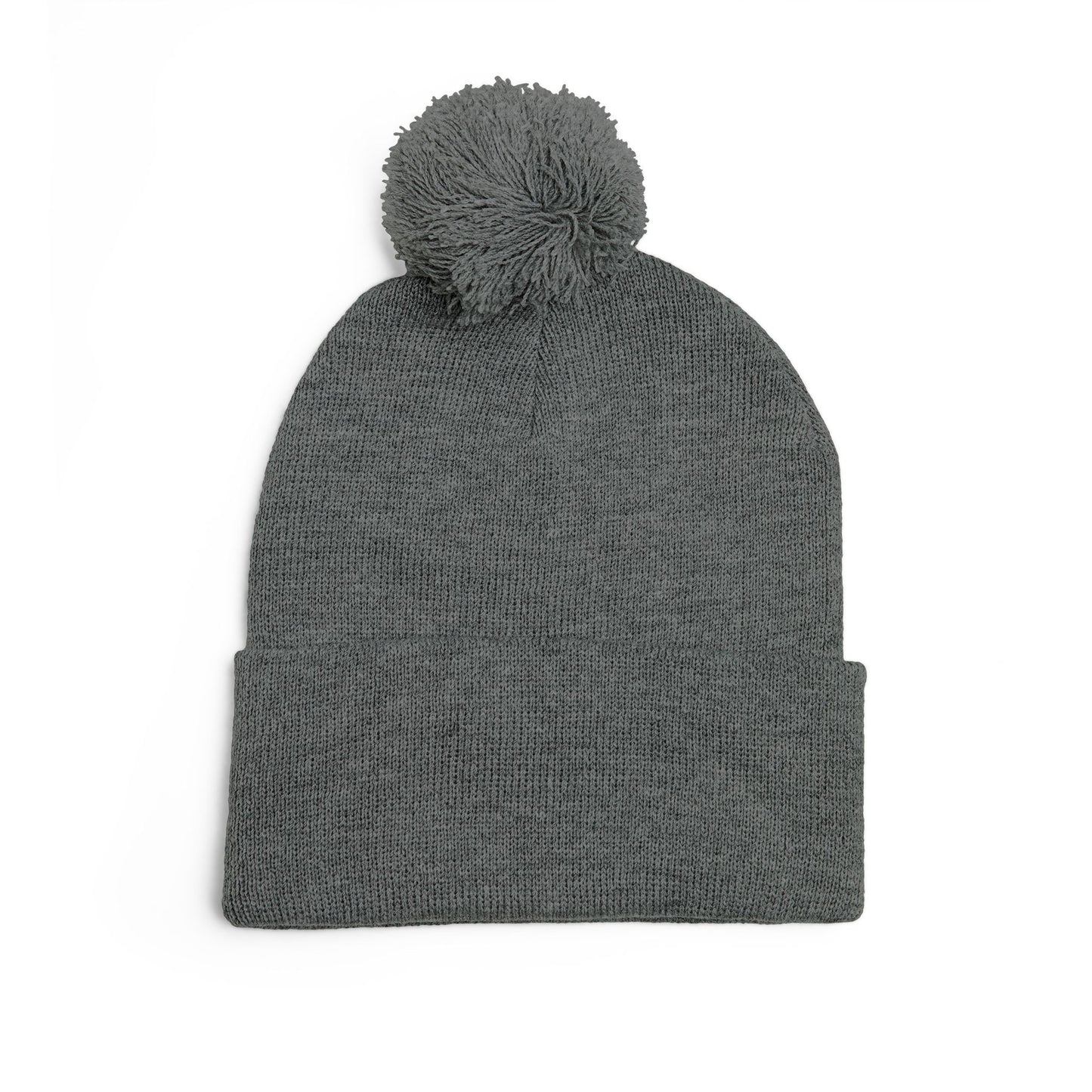 Embroidered Pom-Pom Knit Cap — Cozy Winter Beanie with Subtle Leaf Logo