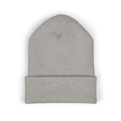 Embroidered Classic Cuffed Beanie — Minimal Leaf Logo Knit Hat