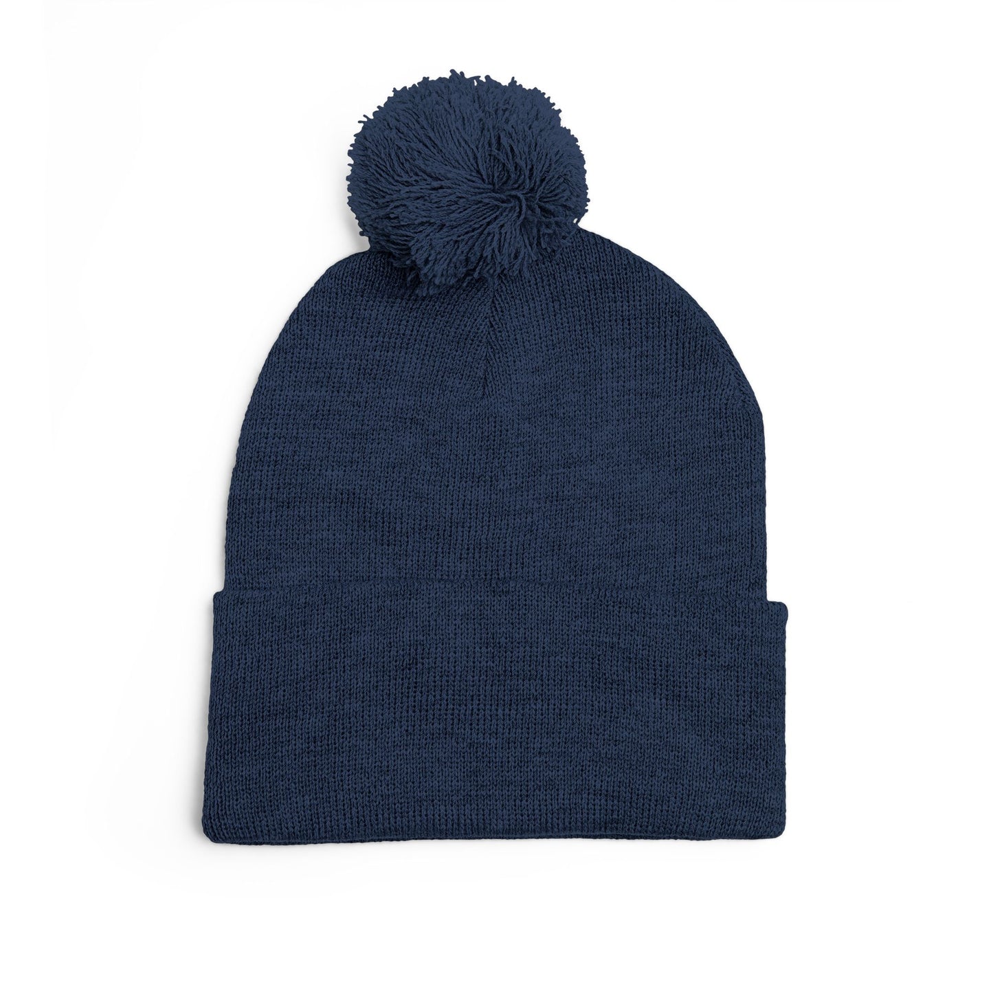 Embroidered Pom-Pom Knit Cap — Cozy Winter Beanie with Subtle Leaf Logo